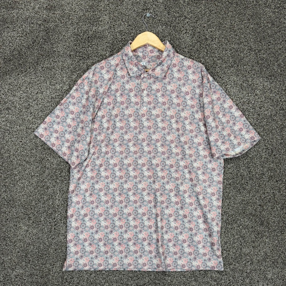 Onward Reserve Performance Polo Shirt Mens XL Multicolor Fireworks Print Stretch